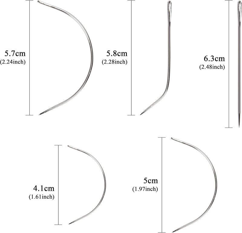 Lusecarl Needle and Thread for Hair Extensions 3 Rolls Hair Weave Sewing Threads with 10 Pcs C J I Shape Curved Upholstery Needles for Hand Sewing, Hair Extensions, Making Wigs DIY (10+3, Black) - Image 2